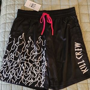 Kill Crew Athletic Shorts with White Flame Design